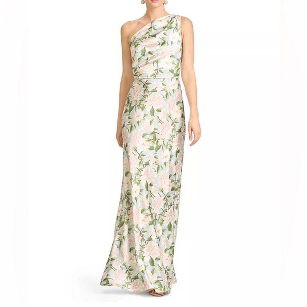 Sachin Babi Delphine One Shoulder Gown Celadon Sweatbriar